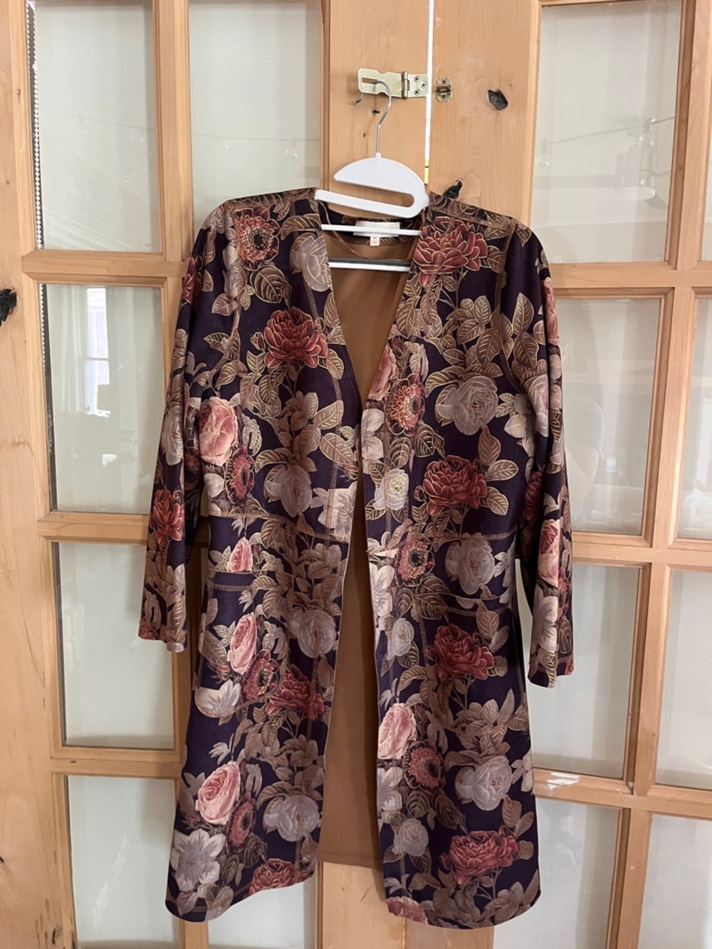 Anthropologie | Solitaire Floral Long Suede-like Jacket- Size Medium